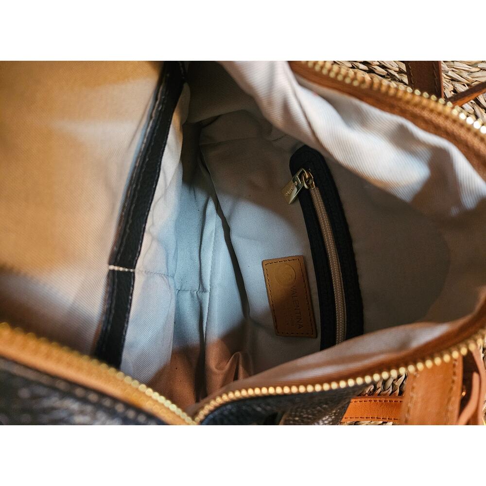 Valentina Black & Brown Pebbled Leather Shoulder Bag - Picture 11 of 11